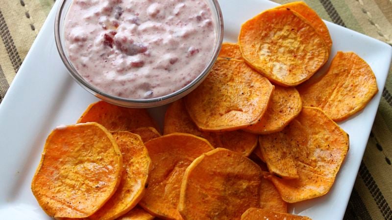 Sweet Potato Chips with Cranberry Aïoli