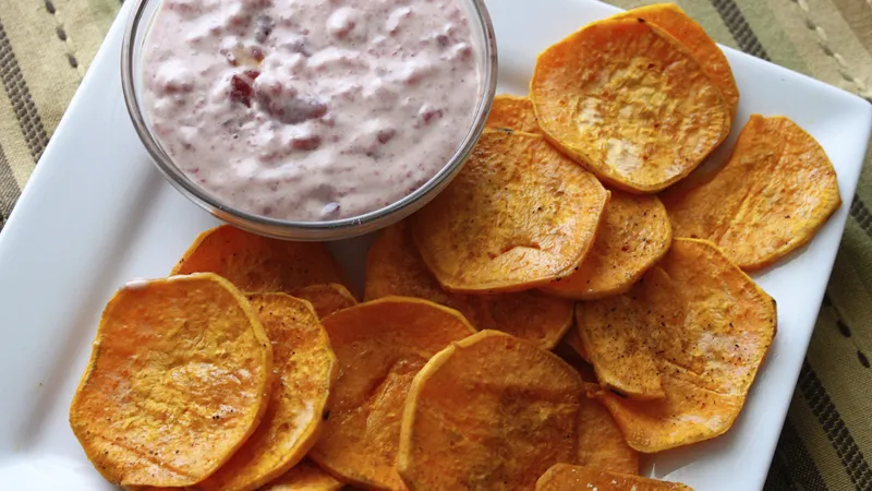 Sweet Potato Chips with Cranberry Aïoli