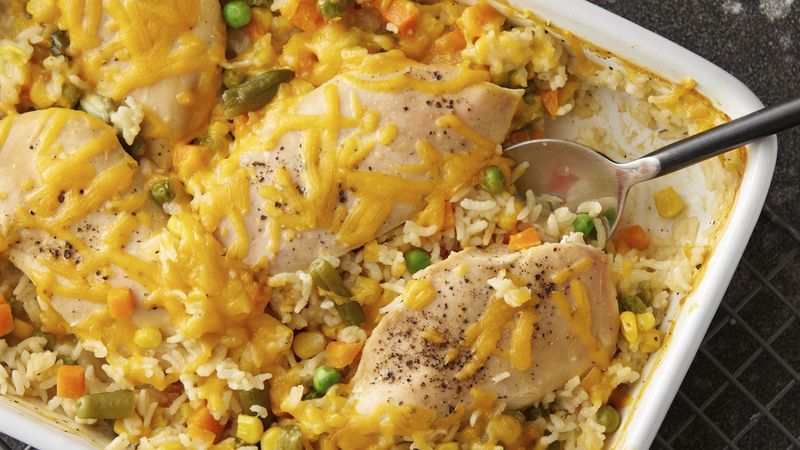 Cheesy Chicken, Rice and Vegetable Casserole