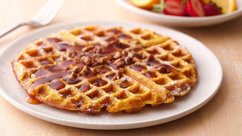 Pumpkin Waffles with Maple-Apple Syrup
