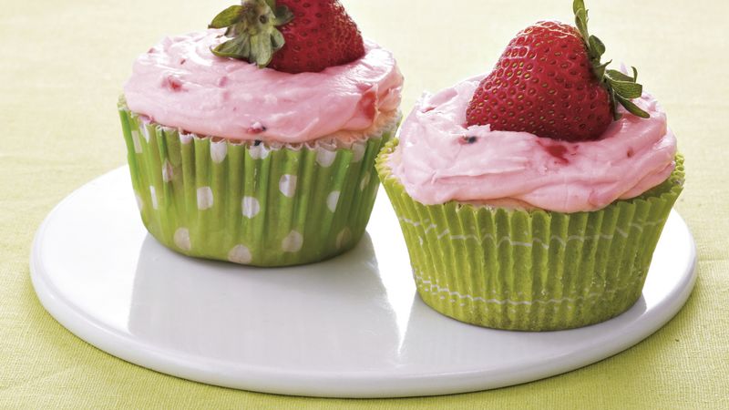 Lime Cupcakes with Strawberry Cream Cheese Frosting