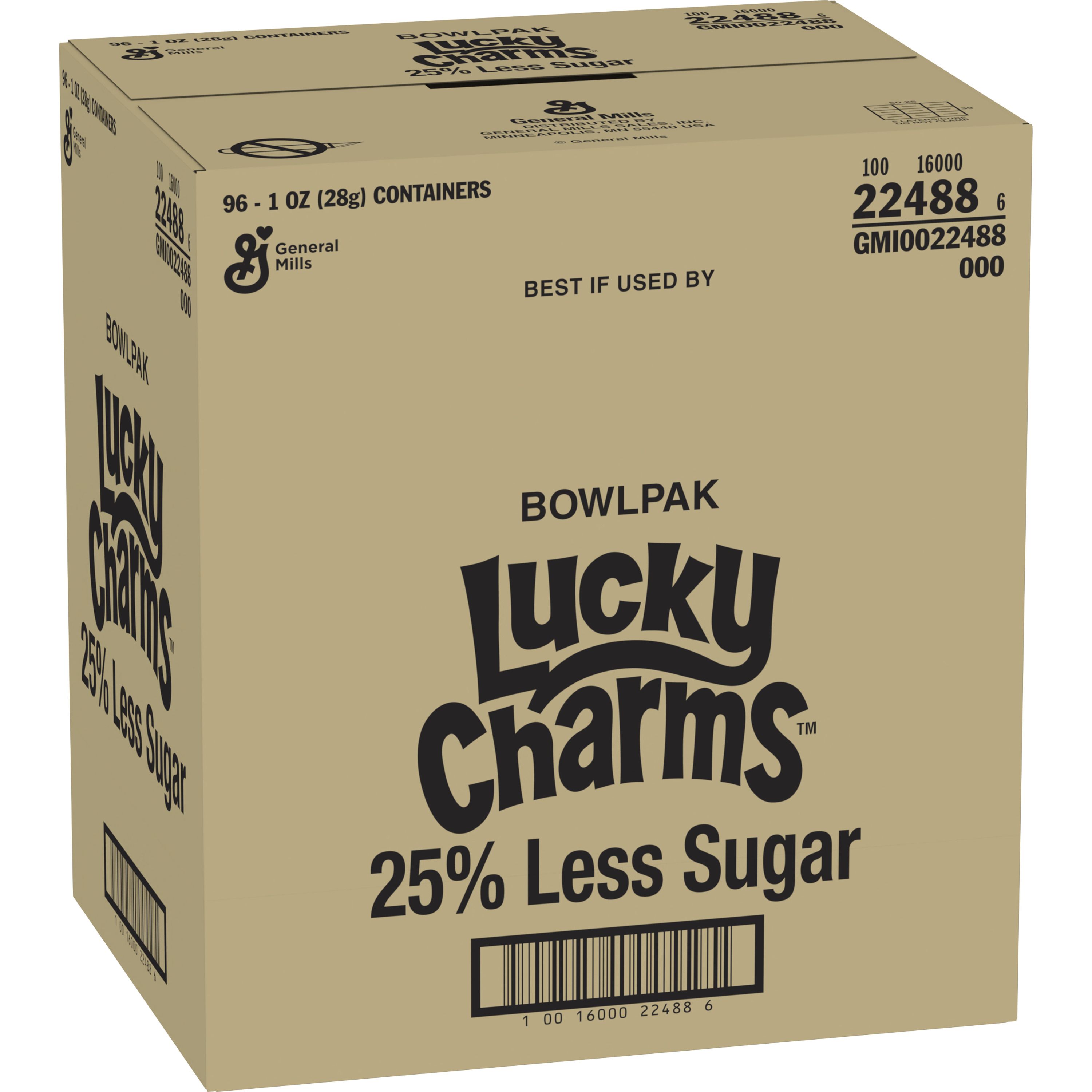 Case - Left Front 3D Lucky Charms Gluten Free Cereal 25% Less Sugar Single Serve Bowlpak 96/1 oz