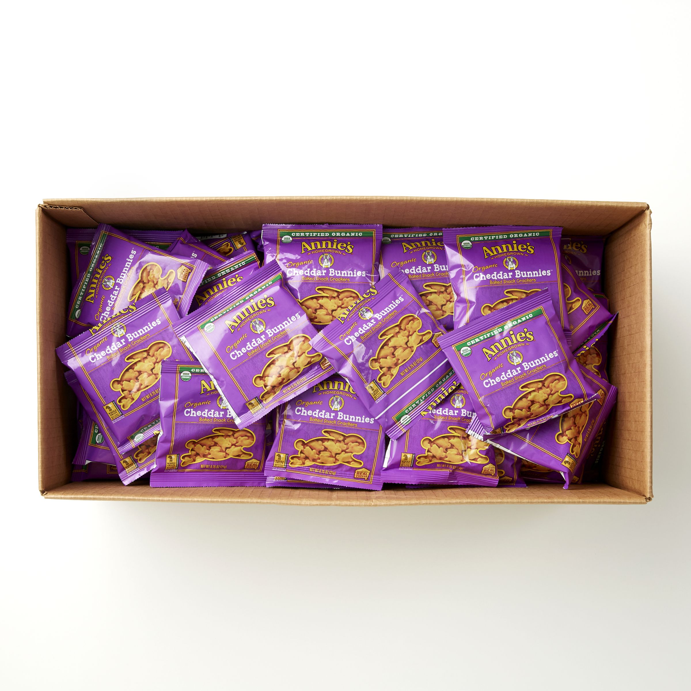  Open Case Annie's(TM) Organic Snack Crackers Single Serve Cheddar Bunnies(TM) (100 ct) .75 oz