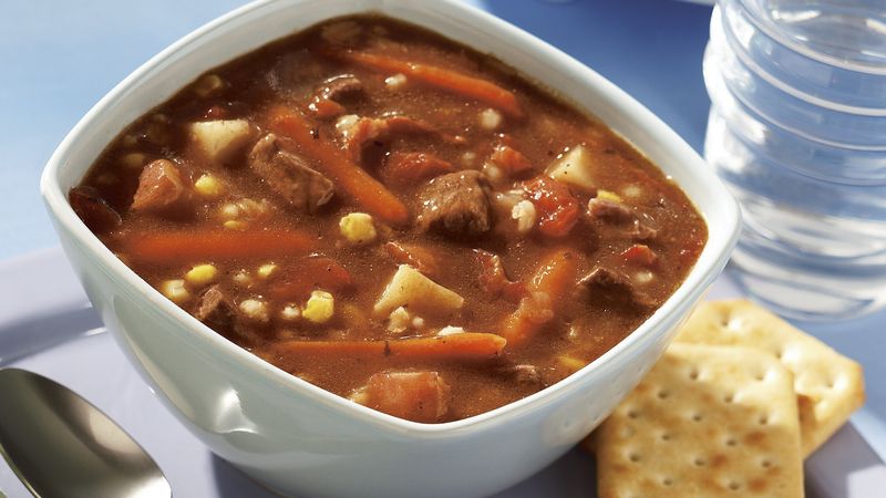 Slow-Cooker Beef, Bacon and Barley Soup
