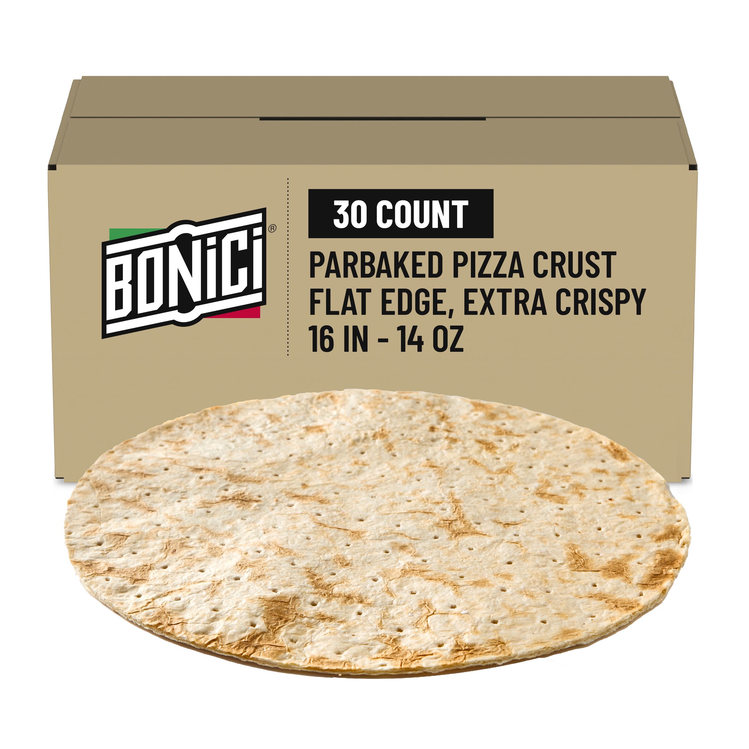  Case Optimized Hero BONICI® Frozen Parbaked Pizza Crust Flat Edge Extra Crispy 16 in 30/14 OZ