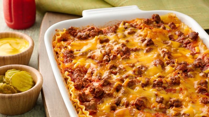 Make-Ahead Cheeseburger Lasagna Recipe - BettyCrocker.com