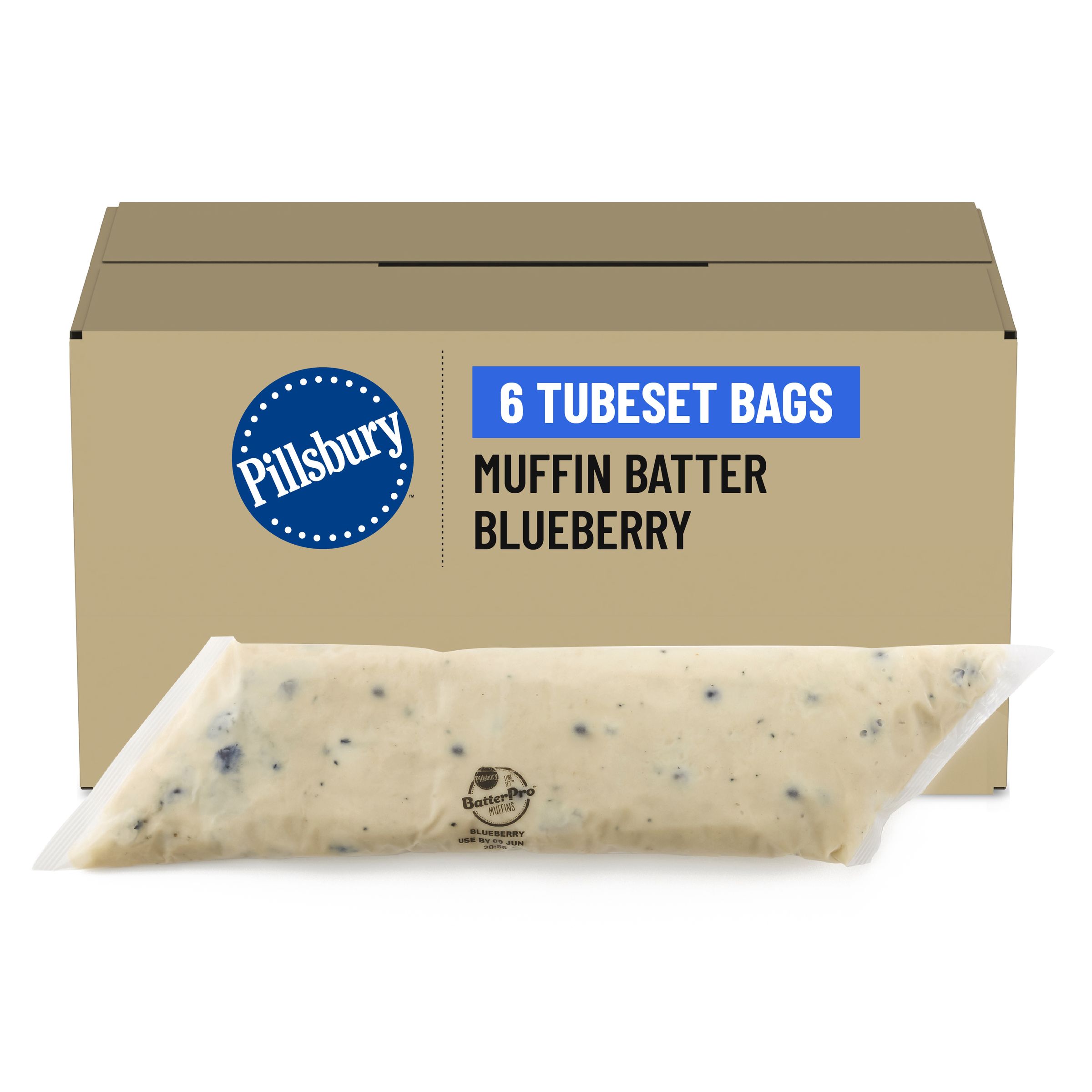  Case Optimized Hero Pillsbury BatterPro Frozen Muffin Batter TubeSet Blueberry 6/3 LB
