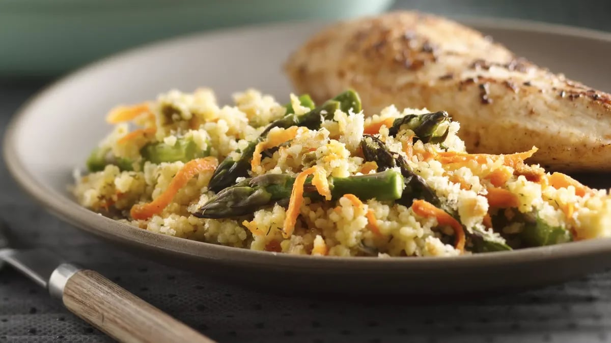 Baked Asparagus and Couscous