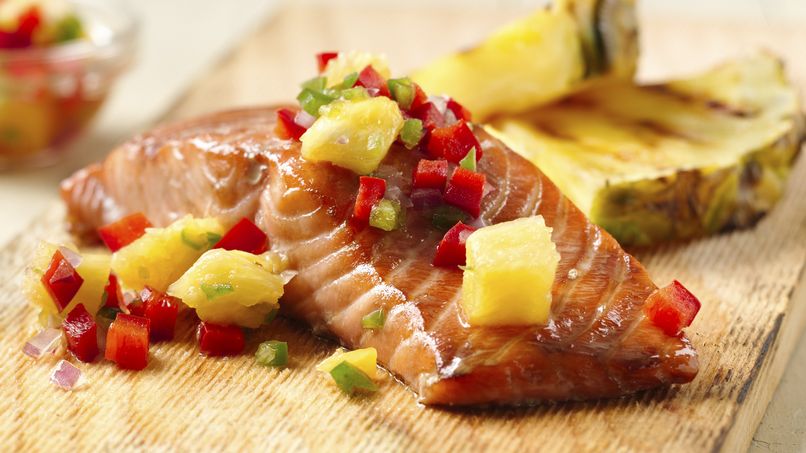 Grilled Smoked Salmon with Pineapple Sauce