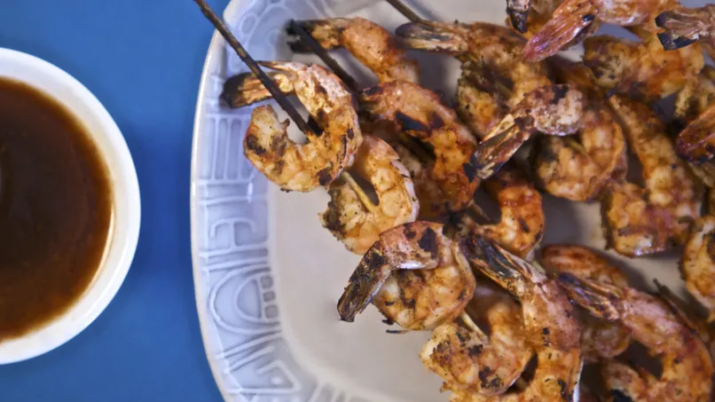 Grilled Shrimp in Pinapple-Lime Chile Sauce