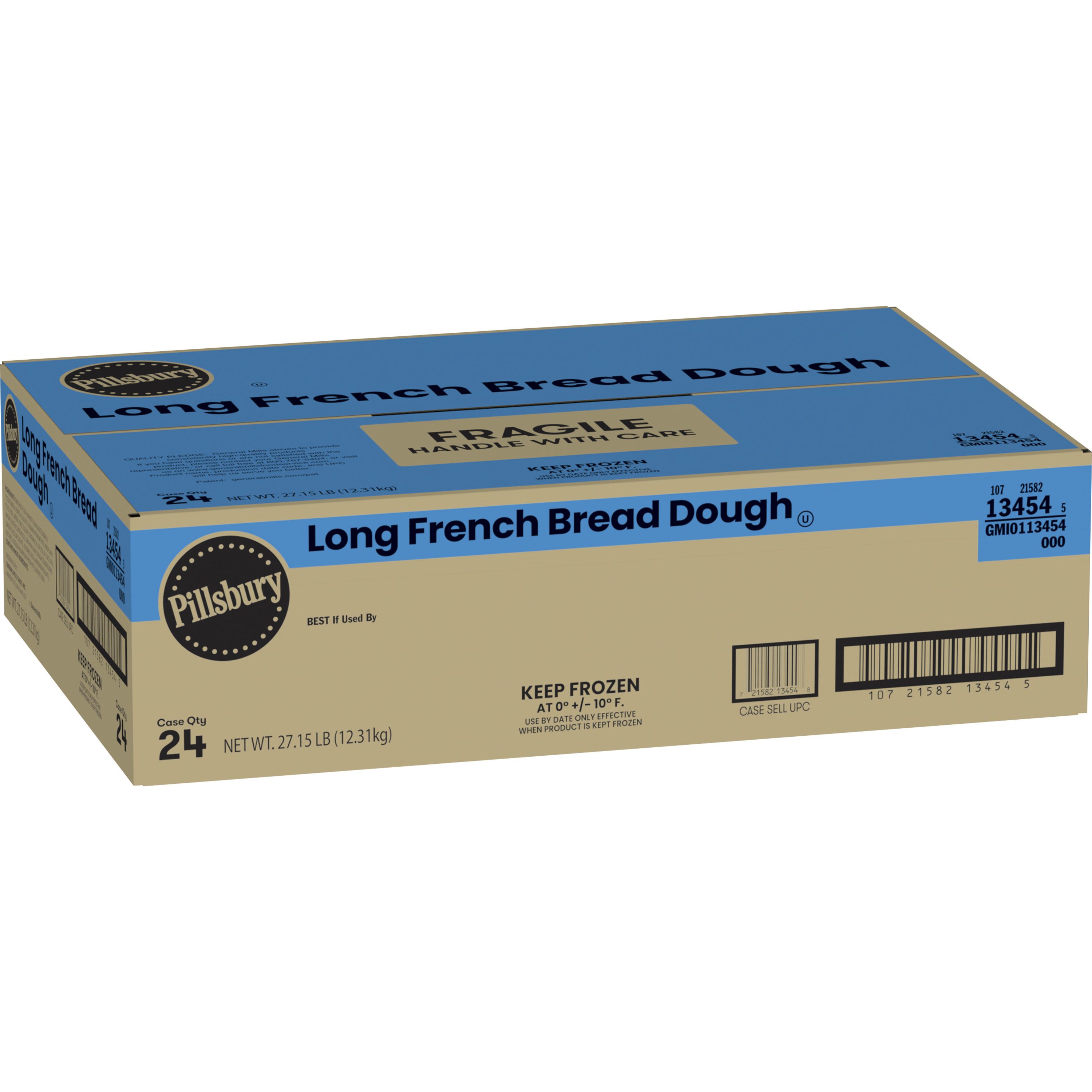 Case - Left Front 3D Pillsbury™ Long French Bread Dough 24 Count