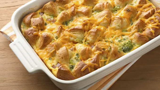Cheesy Ham and Egg Bubble-Up Bake