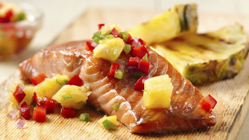 Grilled Smoked Salmon with Pineapple Sauce