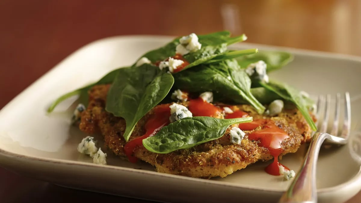 Spinach-Topped Buffalo Chicken