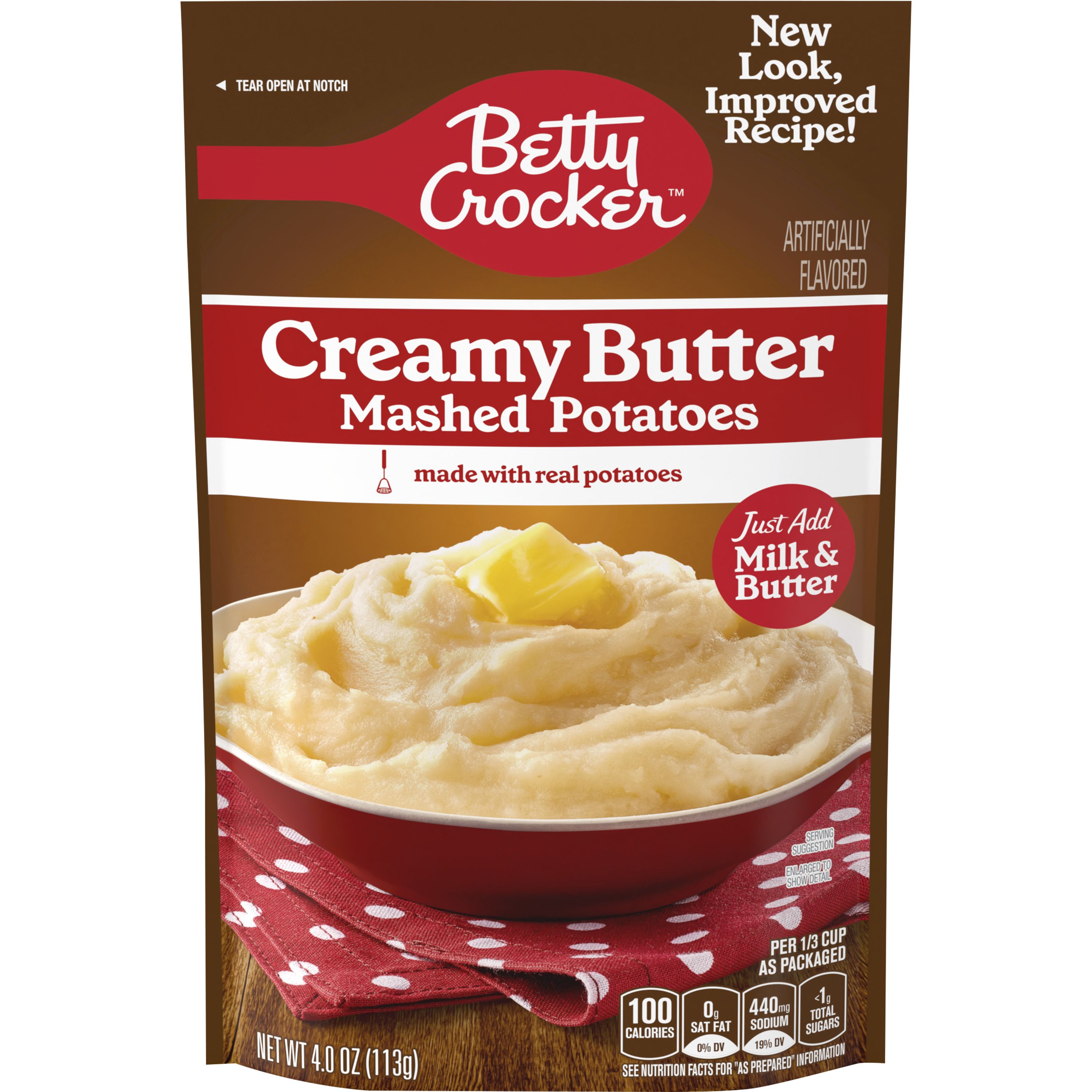 Betty Crocker Creamy Butter Mashed Potatoes, 4 oz. - Front