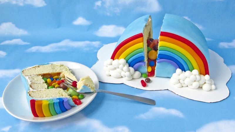 Rainbow shaped cake deals