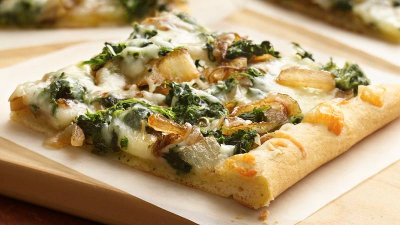 Spinach and Caramelized Onion Pizza