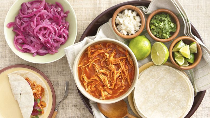 Red Chile Shredded Chicken for Tacos