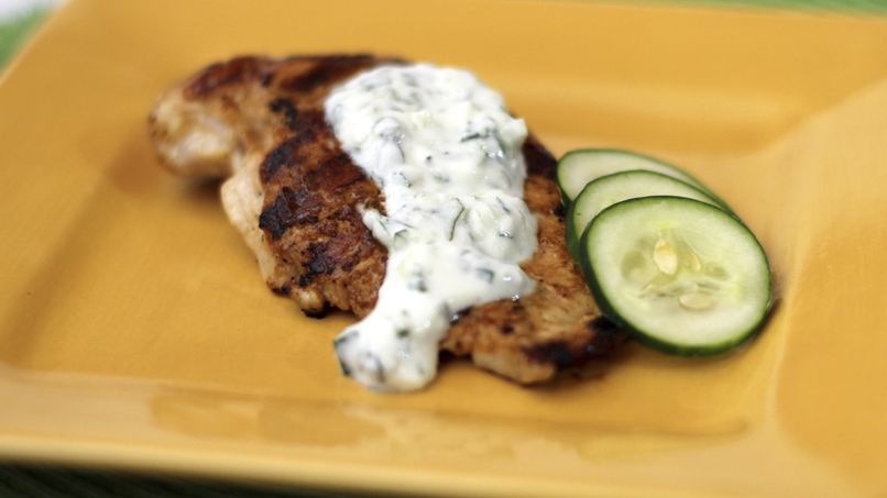 Grilled Chicken with Cucumber and Yogurt Sauce
