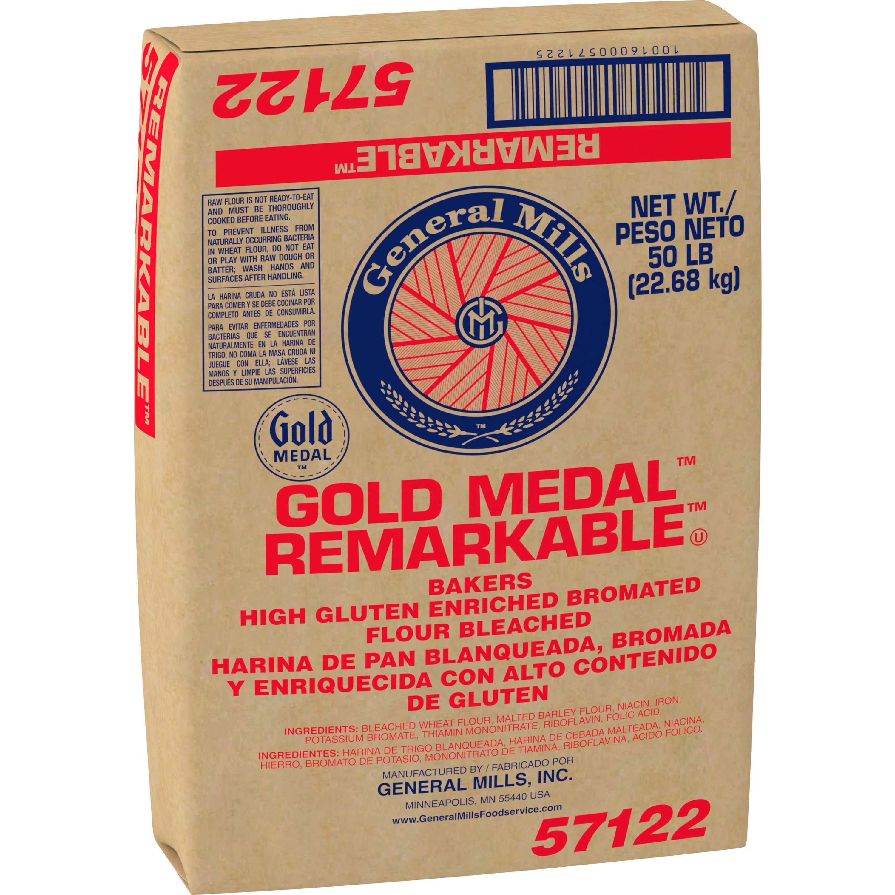 Case - Left Front 3D Gold Medal Remarkable Bakers Flour Bulk Sack High Gluten Enriched Bromated Bleached 50 LB