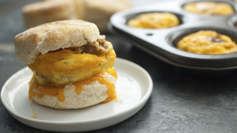Sausage, Egg and Cheese Muffin-Tin Breakfast Sandwiches