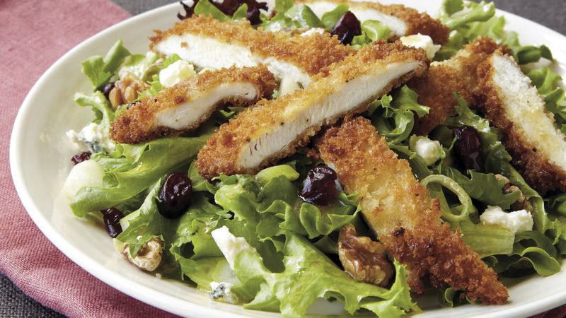 Crispy Chicken Salad with Dried Cranberries and Blue Cheese