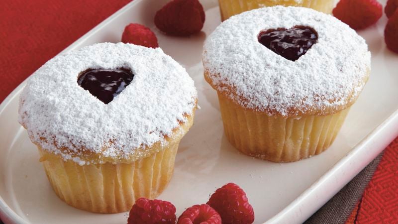 Raspberry Linzer Cupcakes