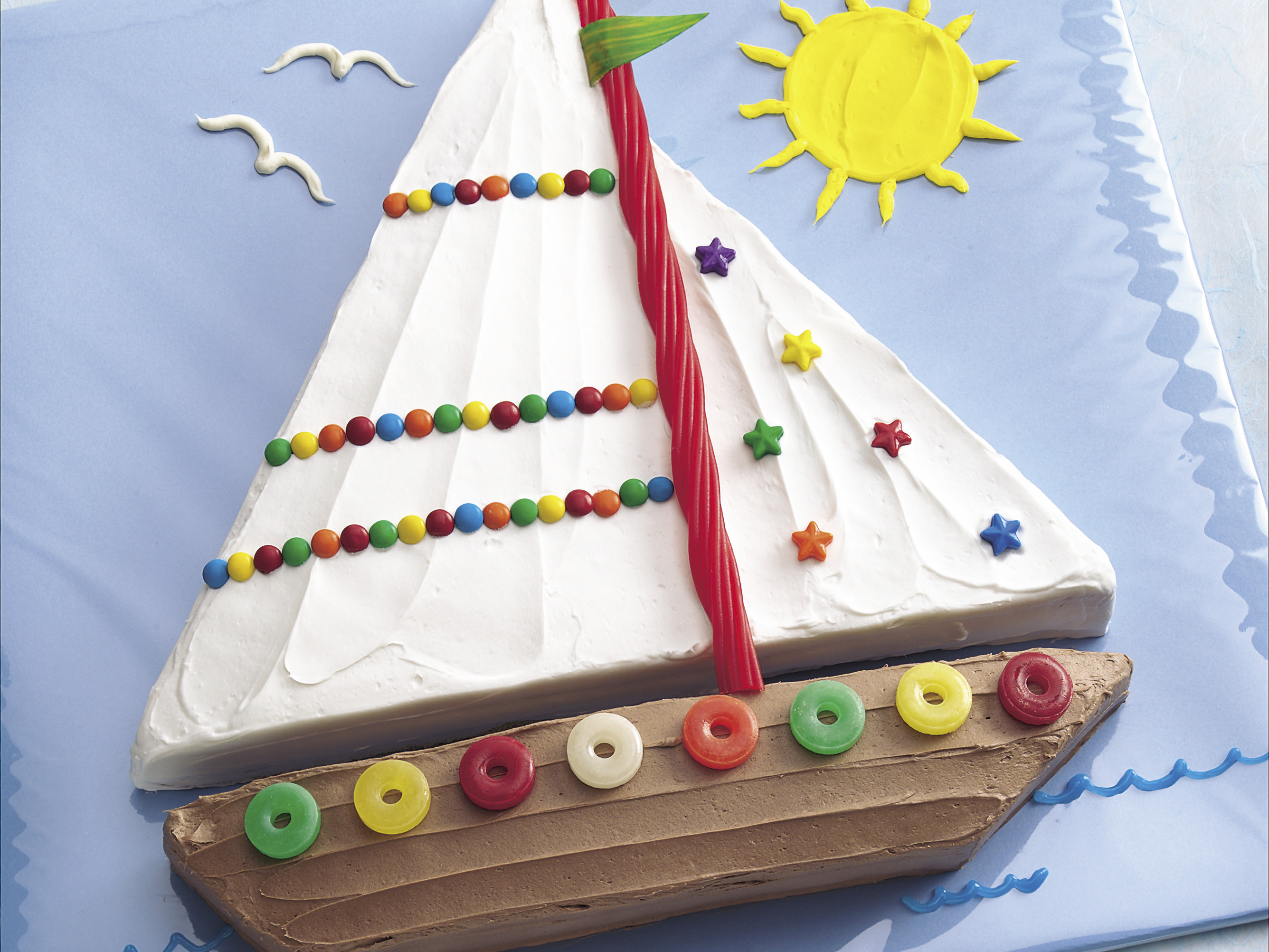 Full Month / 1st Birthday Ombre Cake (Yacht / Sea Theme) – BakeAvenue