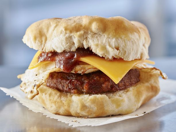 Veggie Sausage and Apple Butter Biscuit Sandwiches