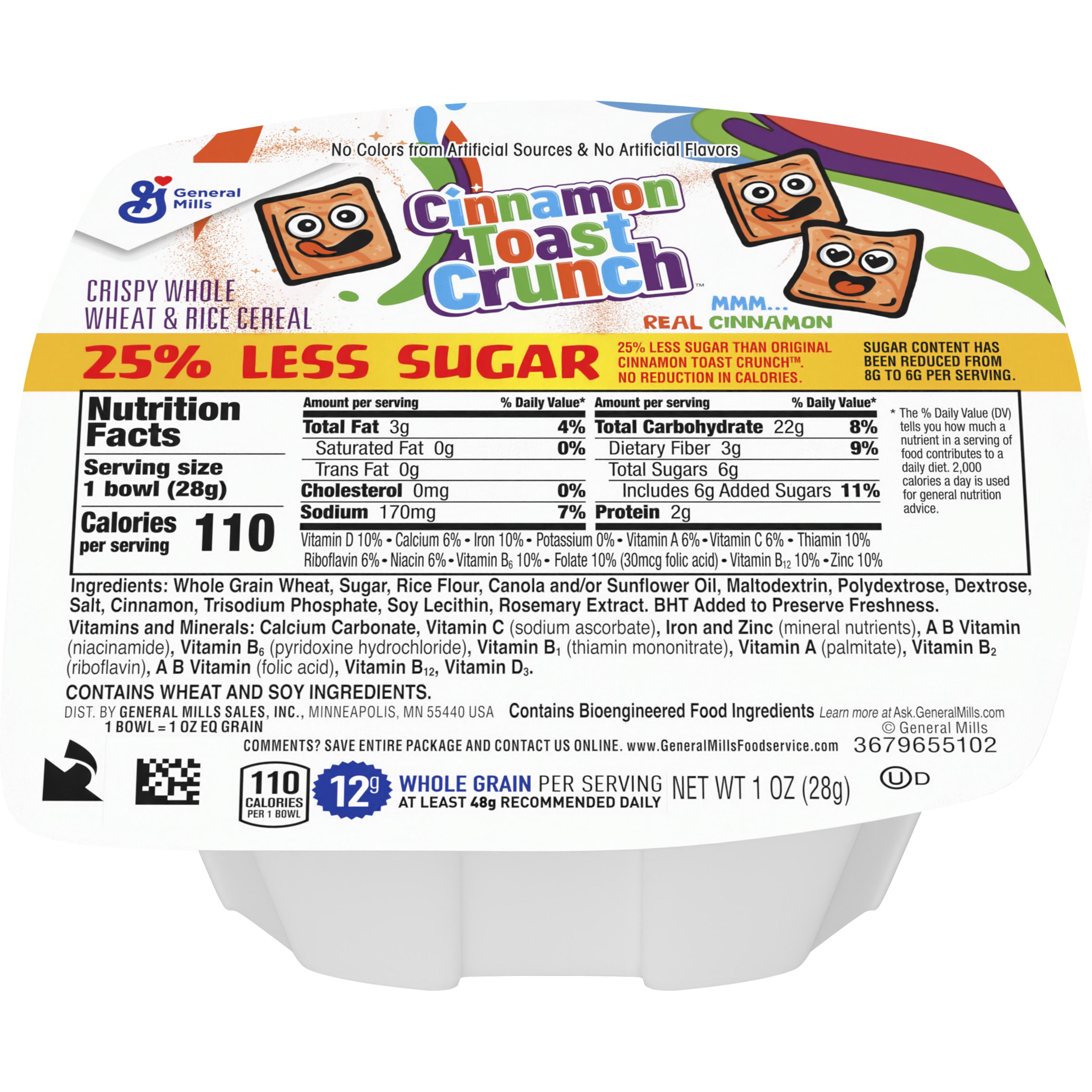 Front - 3D Cinnamon Toast Crunch Cereal Single Serve Bowlpak 25% Less Sugar 96/1 OZ