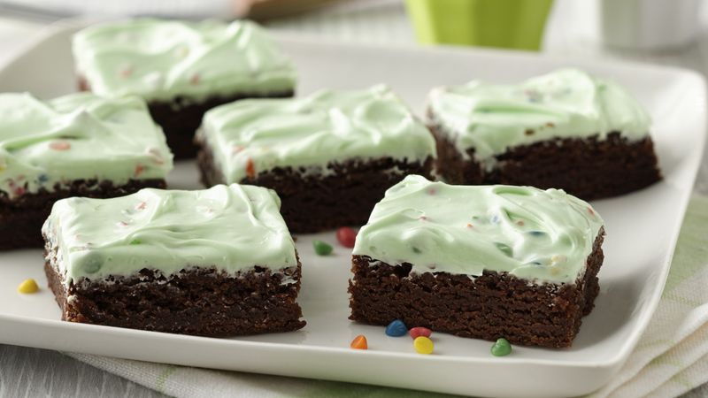Peppermint-Rainbow Chip Frosted Brownies