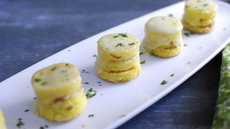 Polenta Ham and Cheese Stackers