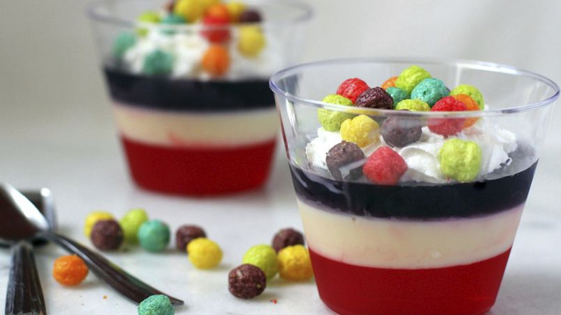 Colorful Gelatin with Whipped Cream and Mini Trix™
