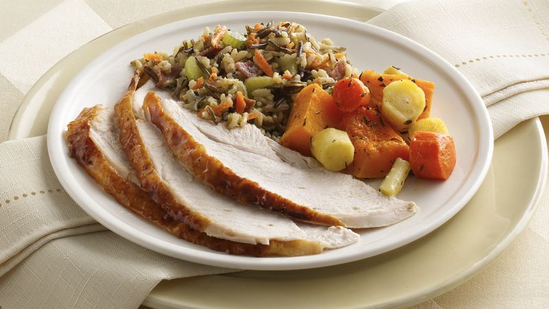 Maple-Glazed Turkey with Wild Rice Stuffing Recipe - BettyCrocker.com