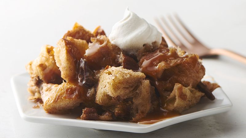 Slow-Cooker Croissant Pudding with Butter Bourbon Sauce
