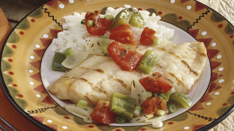 Green Pepper- and Tomato-Topped Snapper