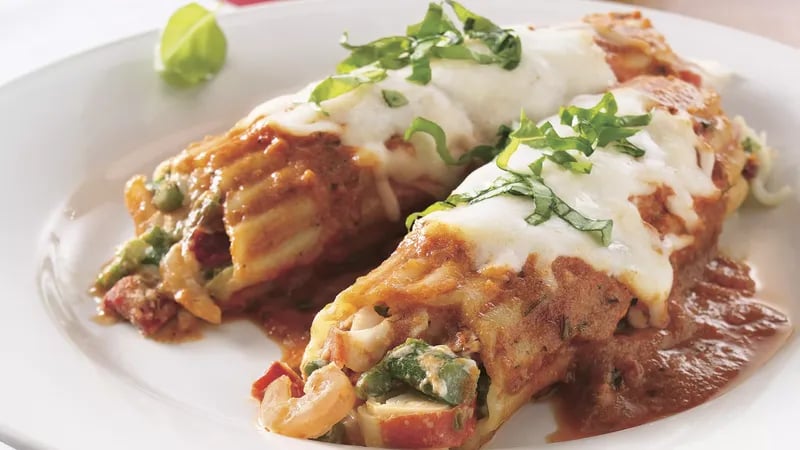 Seafood and Asparagus Manicotti