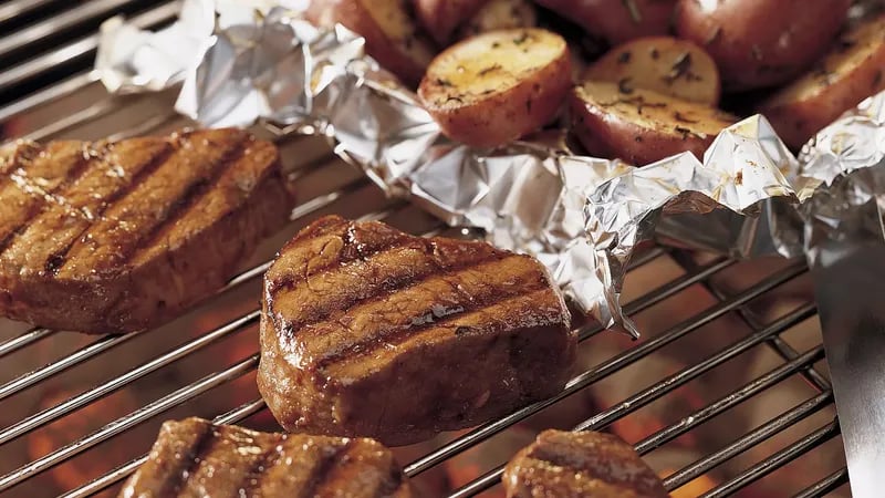 Glazed Beef Tenderloin with Herbed New Potatoes