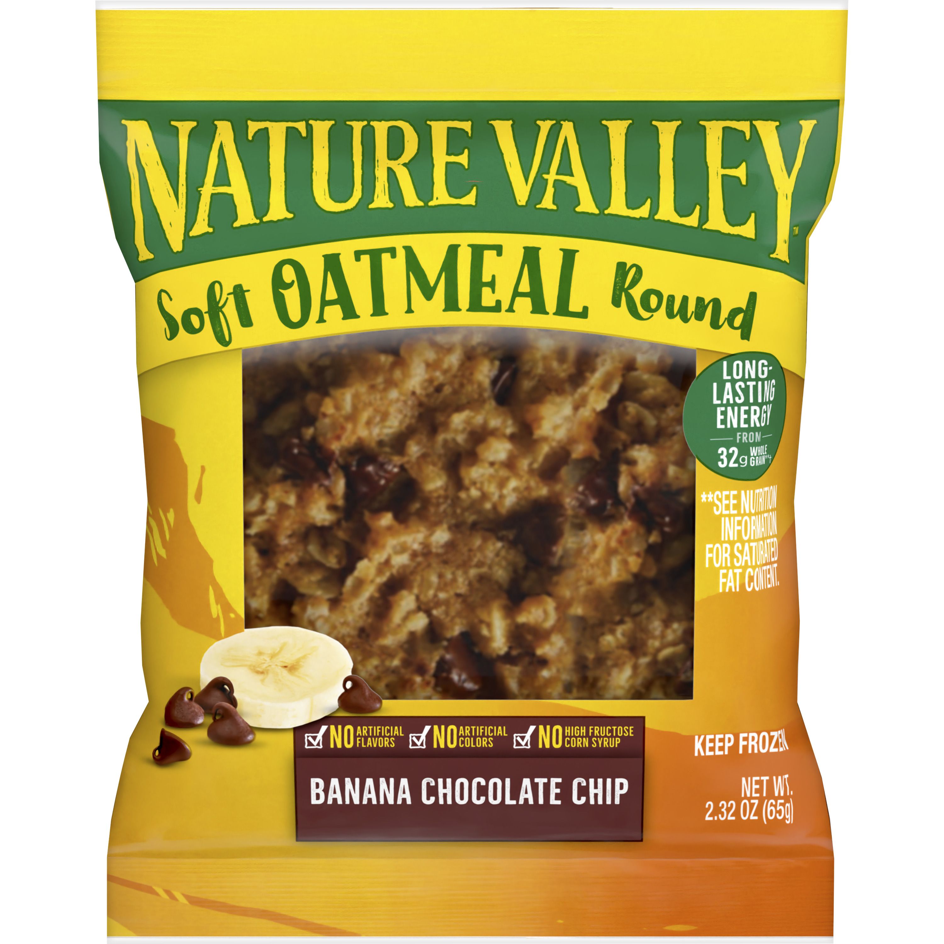 Front - 3D Nature Valley Frozen Meals Oatmeal Round Single Serve Pouch Banana Chocolate Chip 72/2.32 OZ