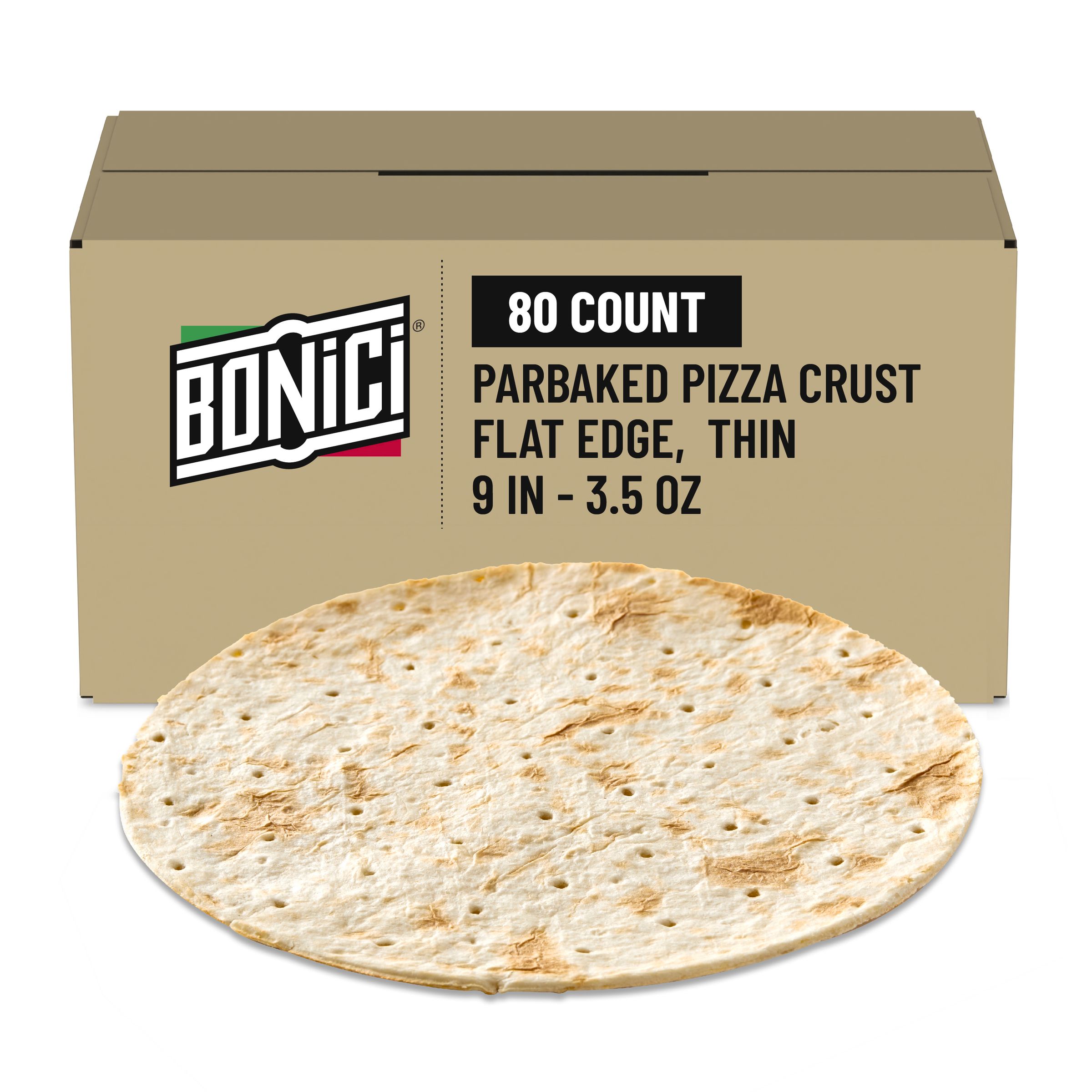  Case Optimized Hero BONICI® Frozen Parbaked Pizza Crust Flat Edge Thin 9 in 80/3.5 OZ