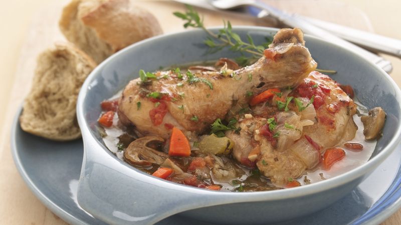 Braised Chicken with Wild Mushrooms and Thyme