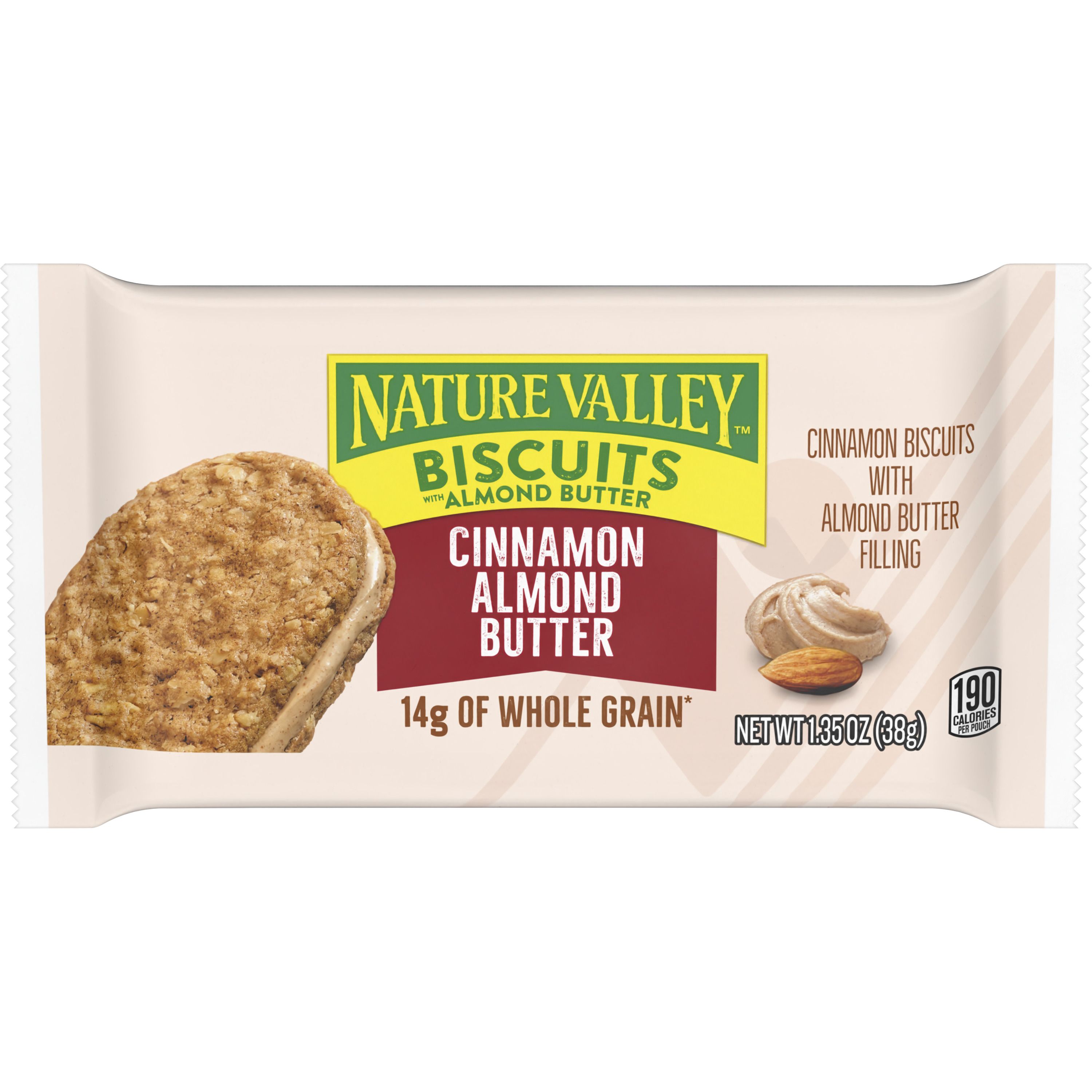 Front - 3D Nature Valley(TM) Biscuits, Almond Butter, (5ct) 1.35oz