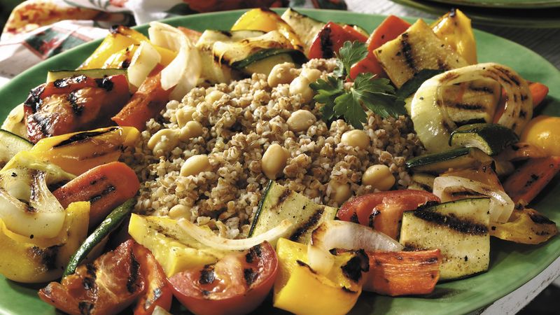 Grilled Vegetables with Chickpea Pilaf