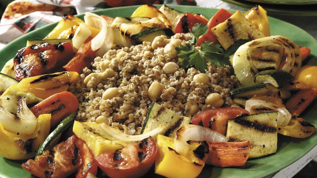 Grilled Vegetables with Chickpea Pilaf