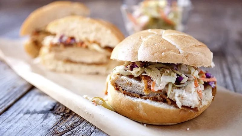 Crispy Baked Chicken Sandwich with Dill Pickle Slaw
