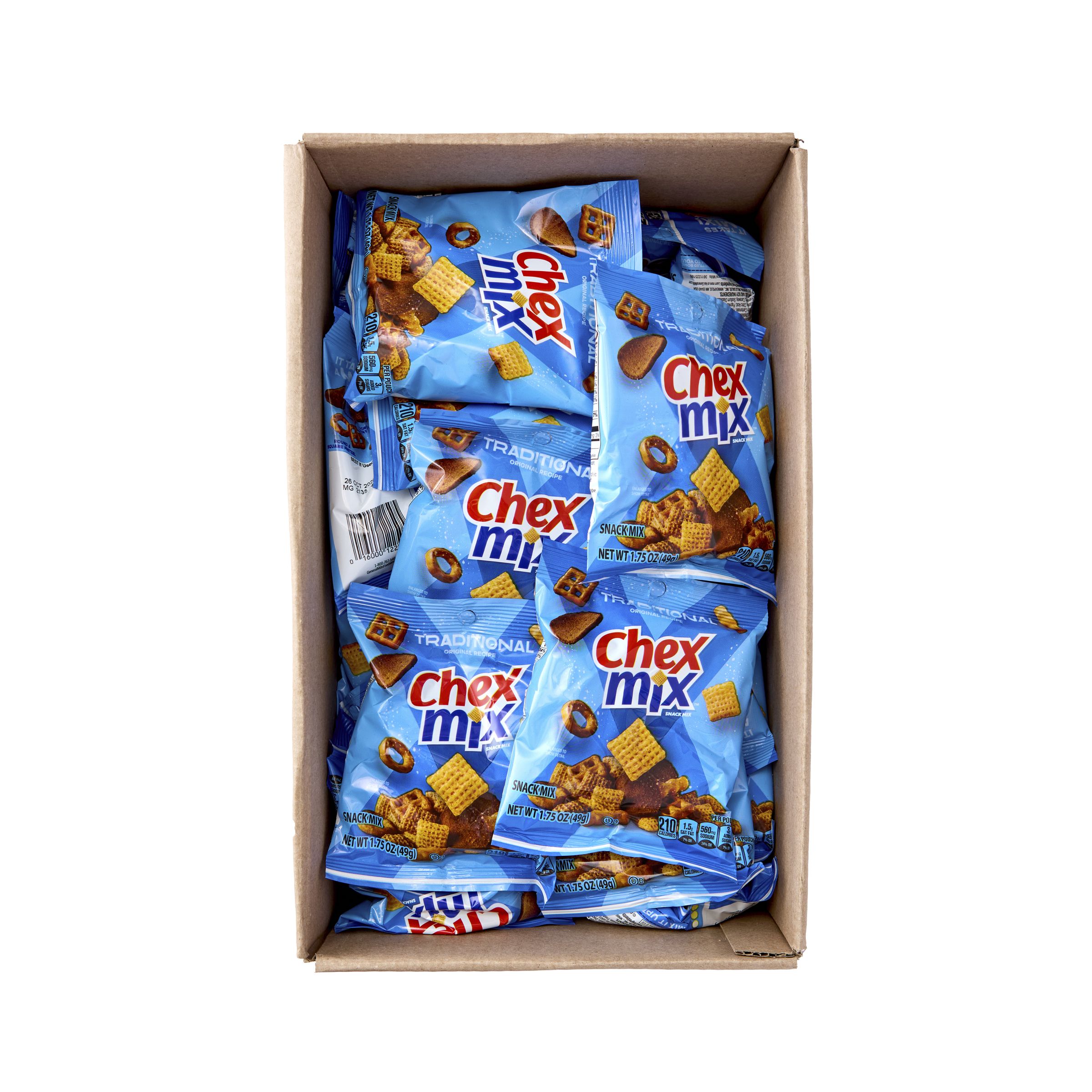  Open Case Chex Mix Snack Mix Single Serve Pouch Traditional 60/1.75 OZ