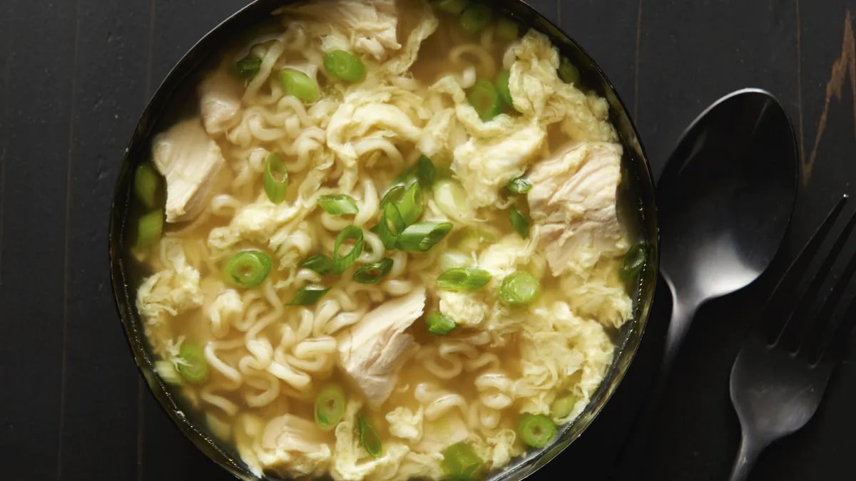 Egg Drop Ramen Soup with Chicken