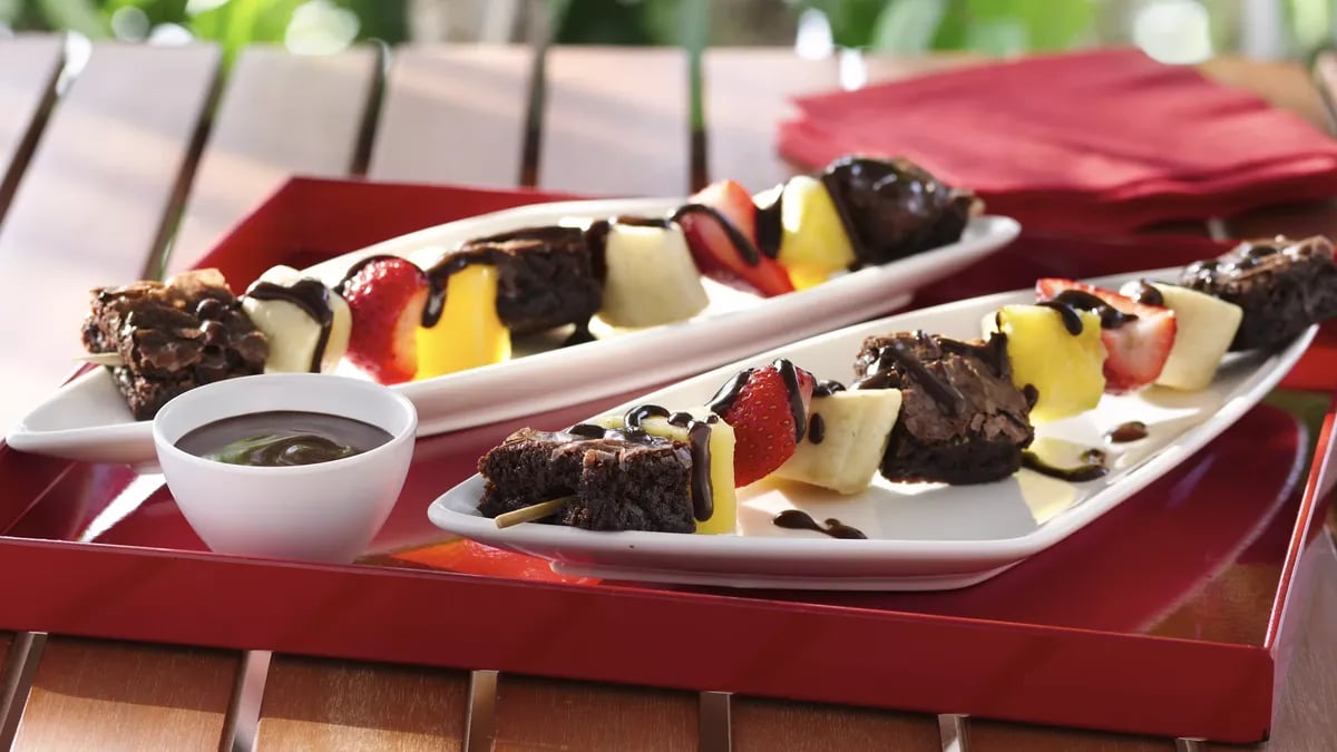 Brownie and Fruit Kabobs