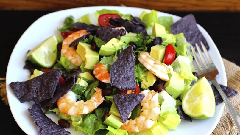 Shrimp and Avocado Taco Salad