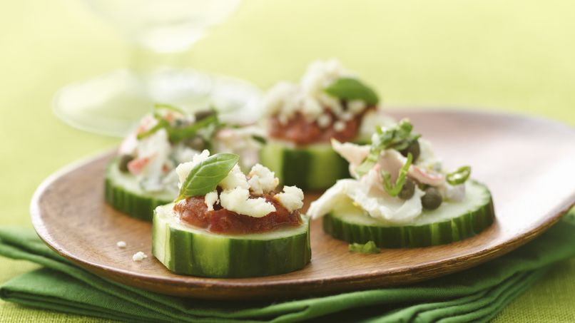 Basil- and Crabmeat-Topped Cucumbers